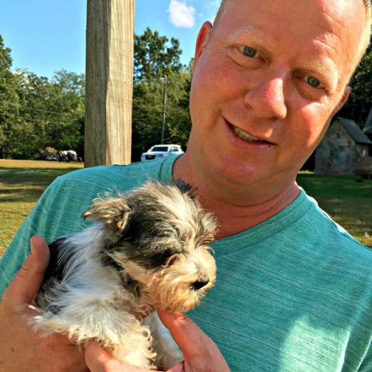 Puppies 'N Love & Animal Kingdom owner Frank Mineo Jr. visiting Cheryl and her kennel