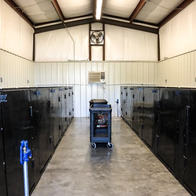 Interior of indoor/outdoor kennels