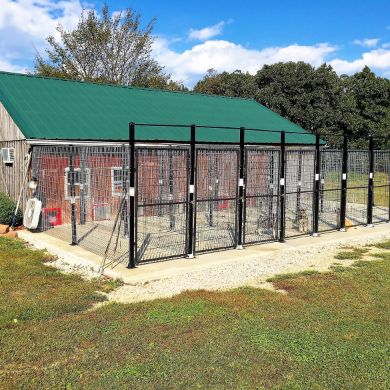 Exterior of indoor/outdoor kennels