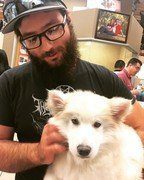 eskimo dog with man