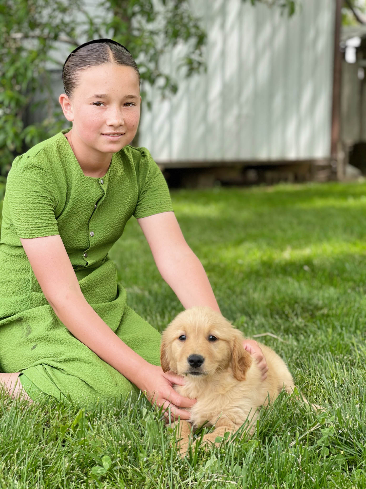 The family with one of the puppies