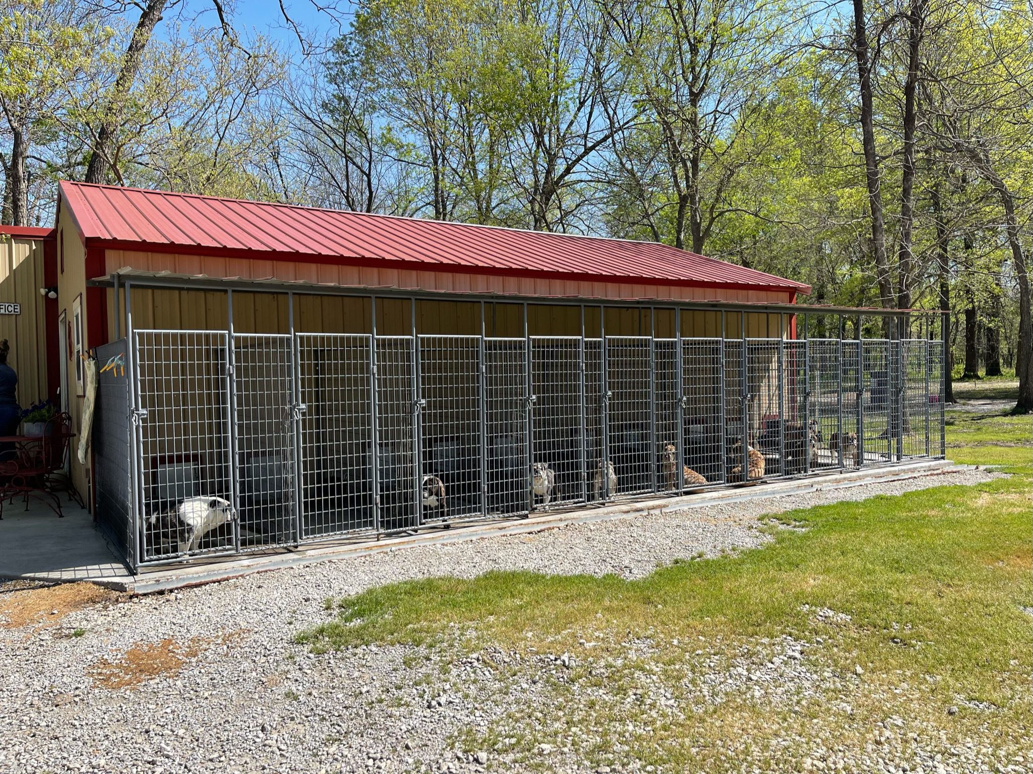 An exterior view of some of Janet\'s kennels