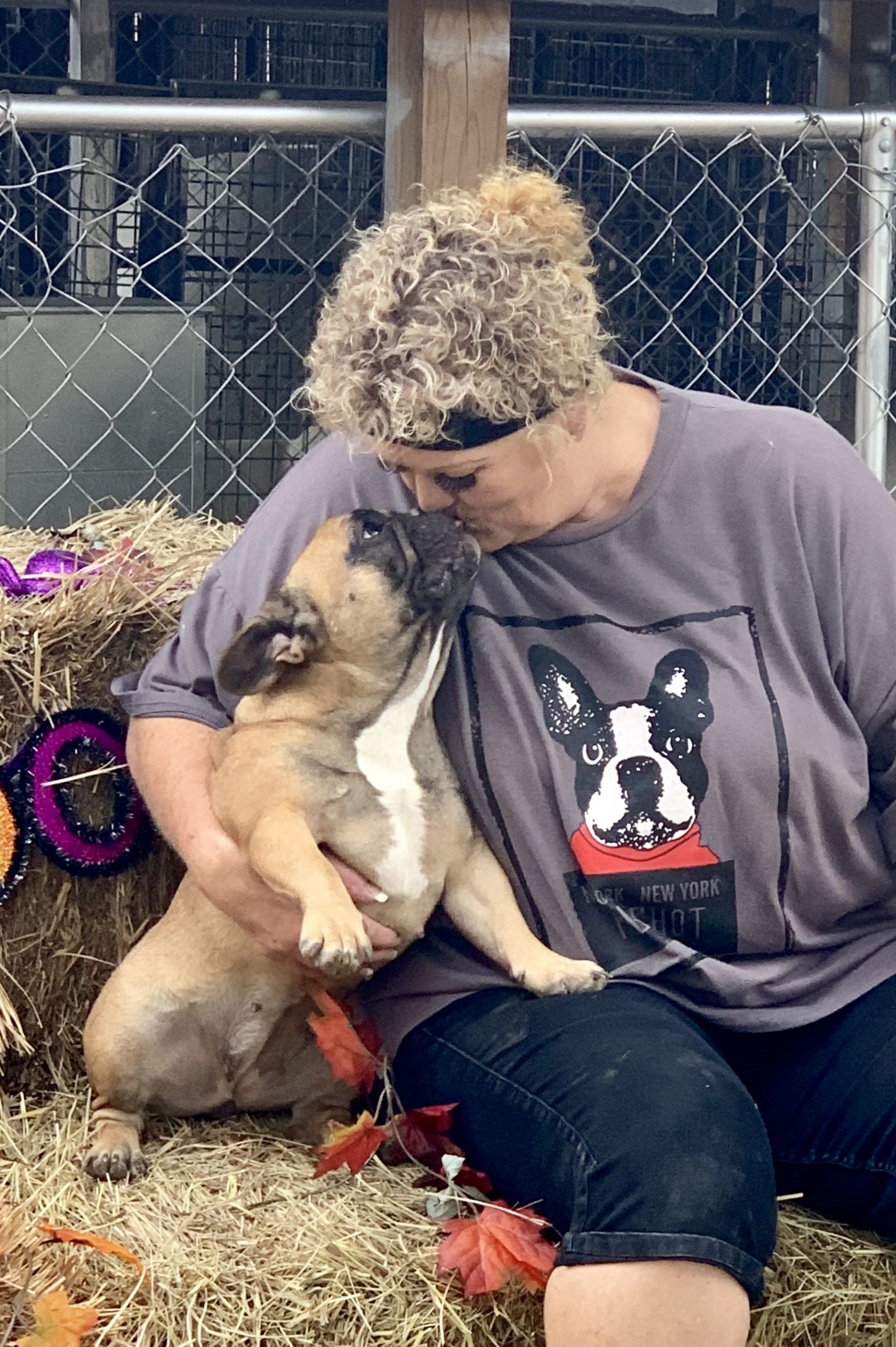 Becky with one of her Frenchies