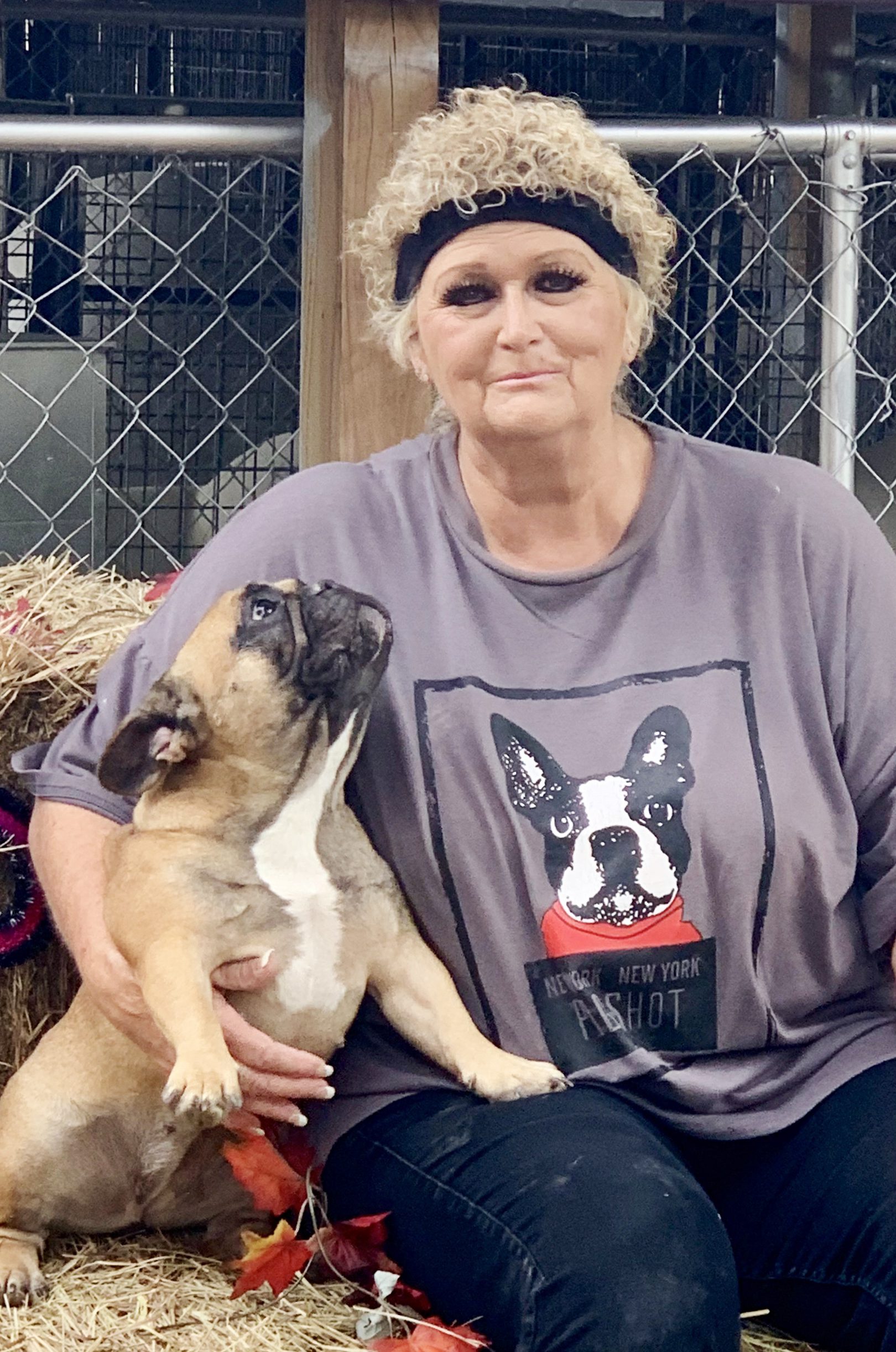 Becky with one of her Frenchies