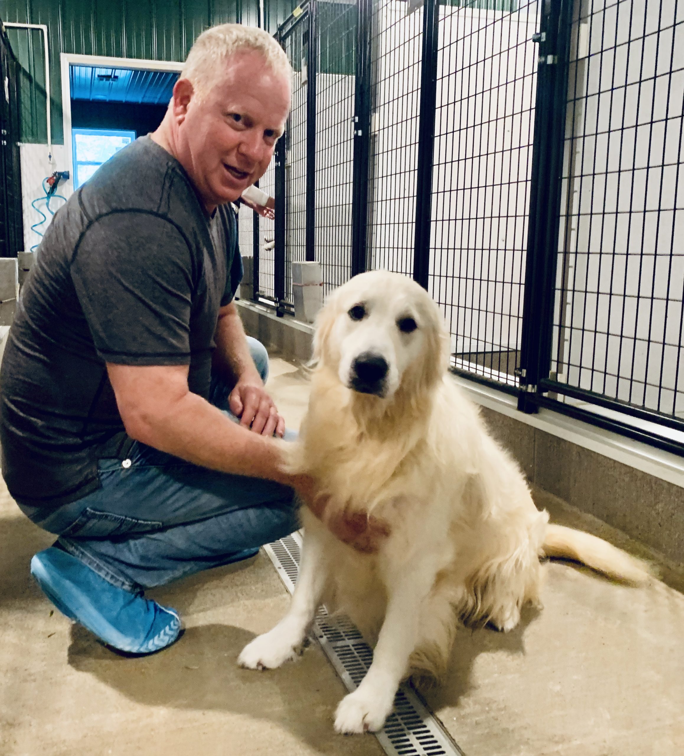 Frank Mineo Jr. with Golden dog